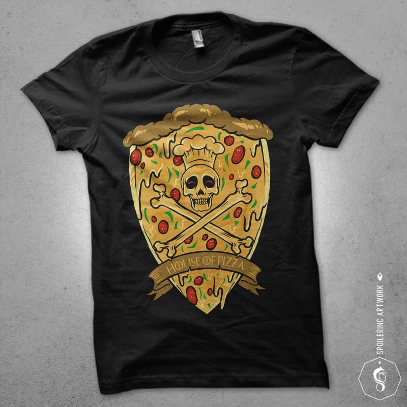 house of pizza t shirt designs for print on demand