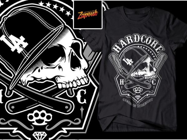 Skull hardcore vector buy t shirt design