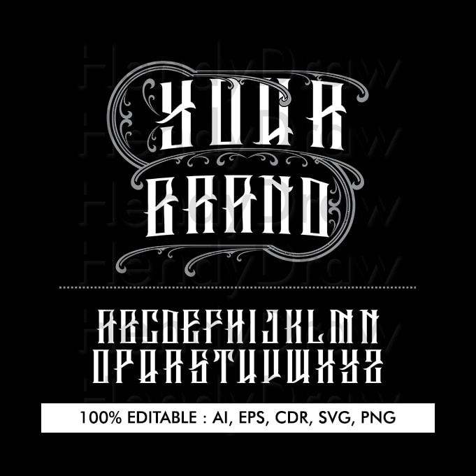Lettering Tattoo Typeface 100% Editable for your Clothing Line, Create Cool Logo With Our Type t shirt designs for sale