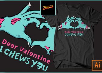 Zombie Valentine print ready t shirt design
