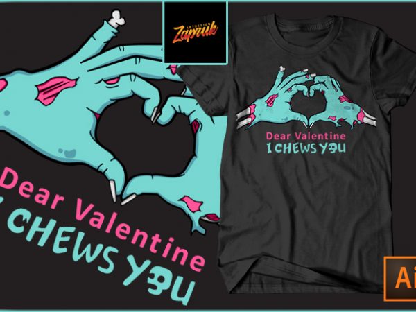 Zombie valentine print ready t shirt design
