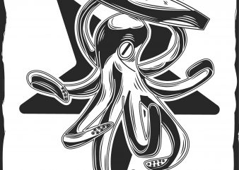 Octopus with a surfing print ready shirt design