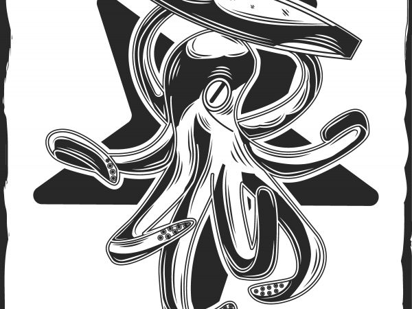Octopus with a surfing print ready shirt design