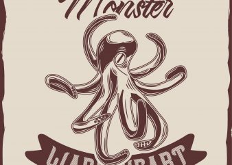 Sticky monster label commercial use t-shirt design