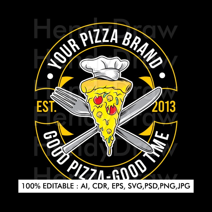 Pizza Badge Template 100% Editable t shirt designs for print on demand