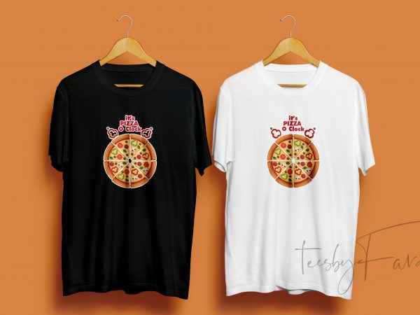 Pizza o clock print ready t shirt design