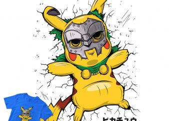 POKEMON PIKACHU MASK SKULL CARTOON DESIGN buy t shirt design for commercial use