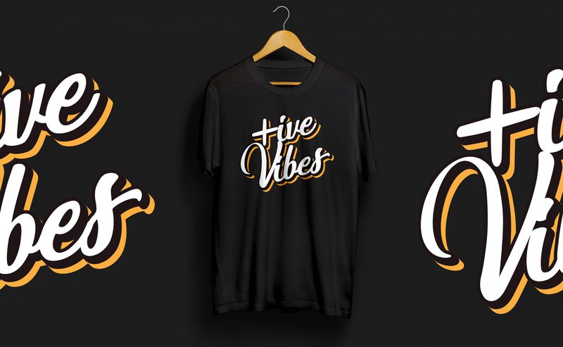 Positive vibes retro style t shirt design