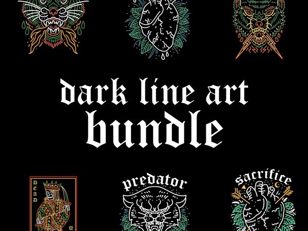 Dark line art bundle tshirt design