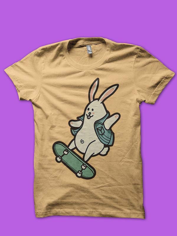 skateboarding rabbit tshirt design tshirt design for sale