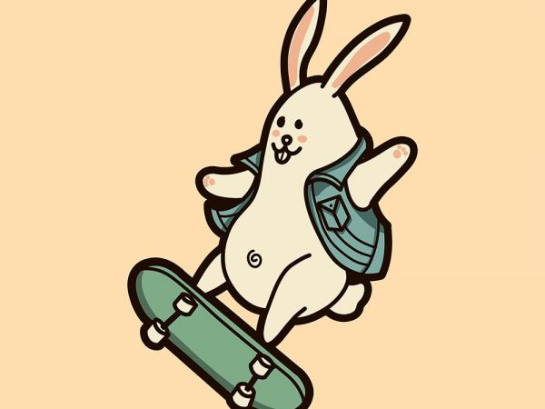 Skateboarding rabbit tshirt design