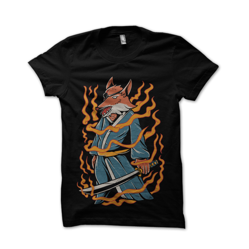 Samurai fox t shirt design graphic