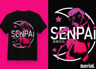 ◍ ꜱᴇɴᴘᴀɪ ꜱᴛᴀʀ ◍ Anime Girl Streetwear Graphic T-Shirt Design
