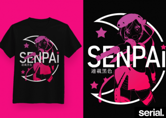 ◍ ꜱᴇɴᴘᴀɪ ꜱᴛᴀʀ ◍ anime girl streetwear graphic t-shirt design