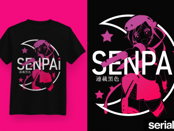 ◍ ꜱᴇɴᴘᴀɪ ꜱᴛᴀʀ ◍ anime girl streetwear graphic t-shirt design