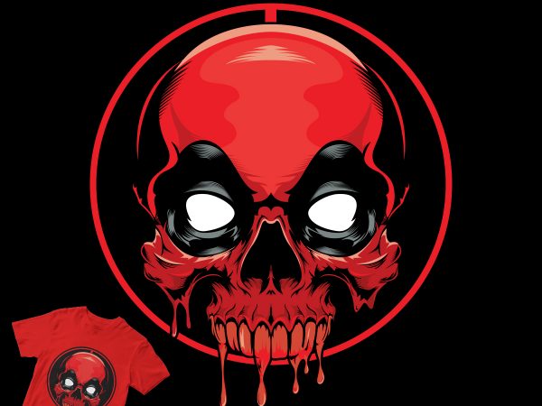 Skull head dead pool shirt design png