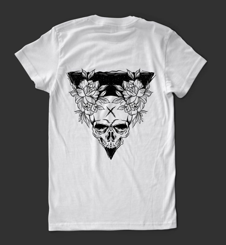 skull flower tattoo design t shirt design graphic