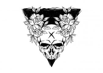 skull flower tattoo design