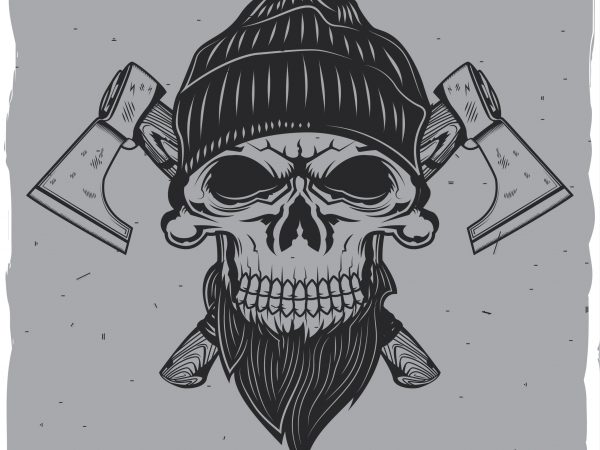 Skull with axes vector shirt design
