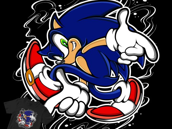 Sonic cartoon design graphic t-shirt design