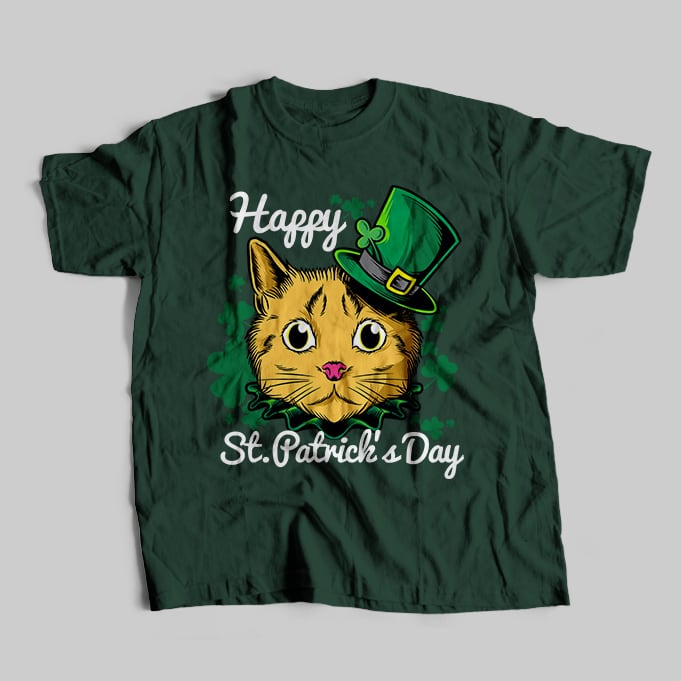 Cat st patrick day t shirt template vector tshirt factory