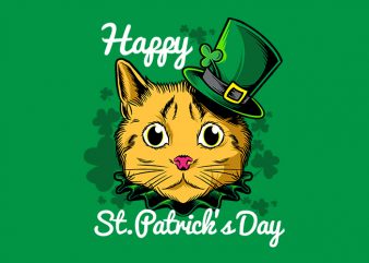 Cat st patrick day t shirt template vector