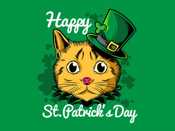 Cat st patrick day t shirt template vector