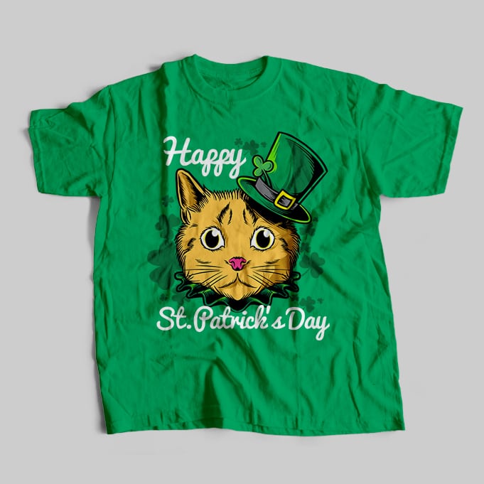 Cat st patrick day t shirt template vector tshirt factory