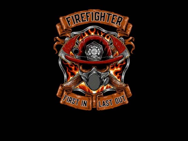 Fire fighter graphic t-shirt design