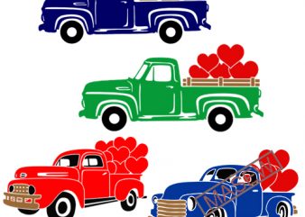 Valentine Truck Svg, Valentine’s Day Svg, Red Truck with Heart Svg, Valentine Svg, Cutting files for CriCut & Silhouette cameo EPS SVG PNG DXF digital