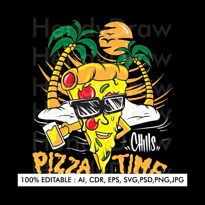 Pizza Time on Vacation Paradise Cheers Beer Sunset Island Summer VIbes t shirt designs for print on demand