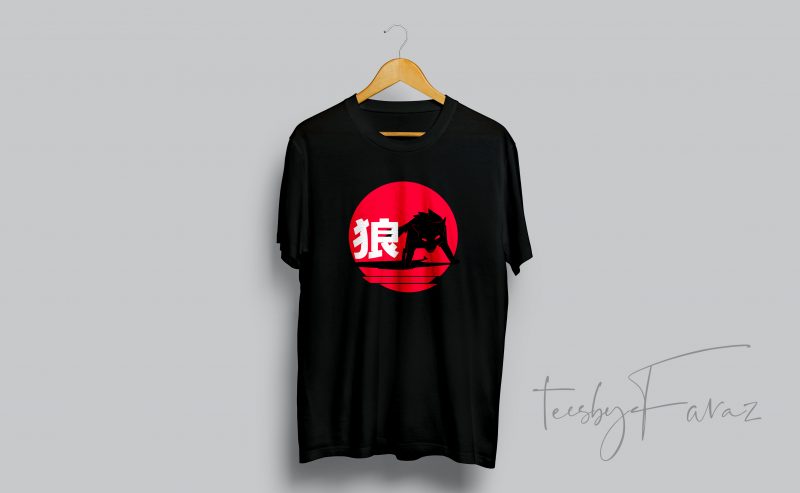 Wolf Art Japanese T-shirt Design commercial use t-shirt design