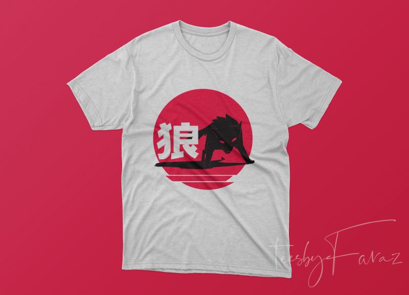 Wolf Art Japanese T-shirt Design commercial use t-shirt design