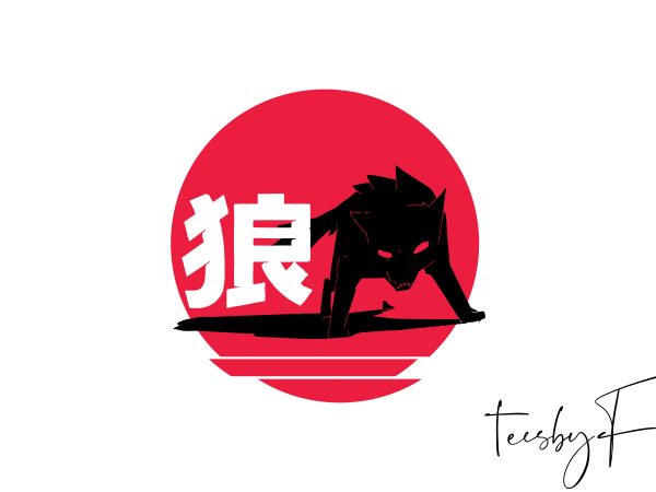 Wolf art japanese t-shirt design commercial use t-shirt design
