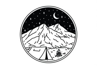 Night Camping t shirt design for download