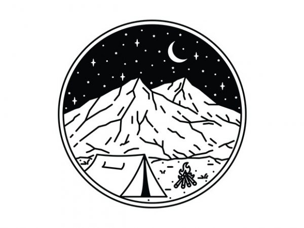 Night camping t shirt design for download