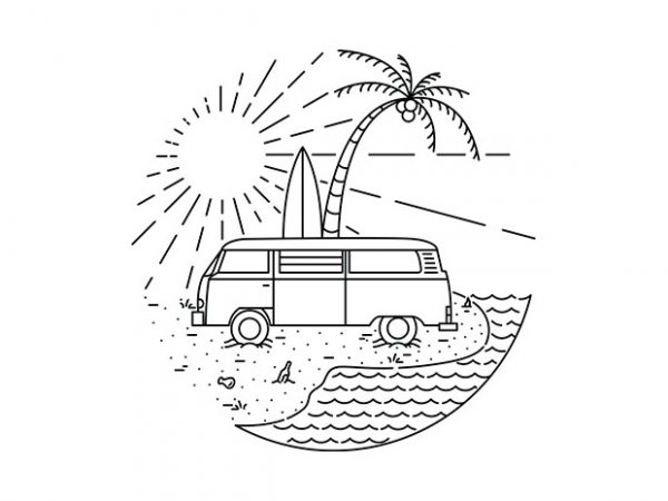 Van and beach t shirt design to buy