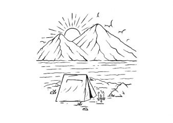 Camping Lake Mountain t shirt design to buy