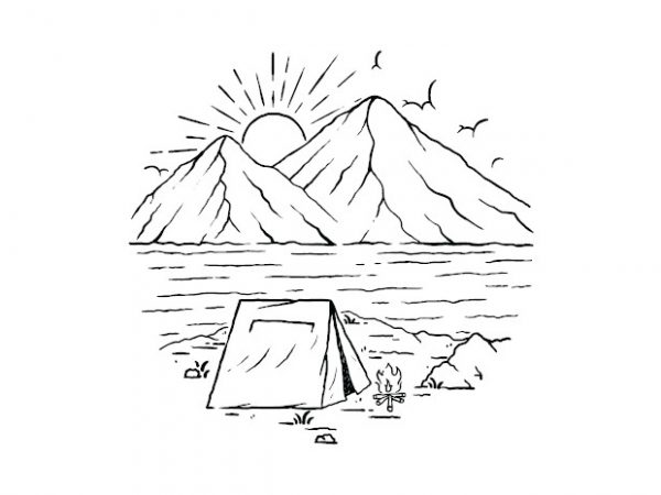 Camping lake mountain t shirt design to buy