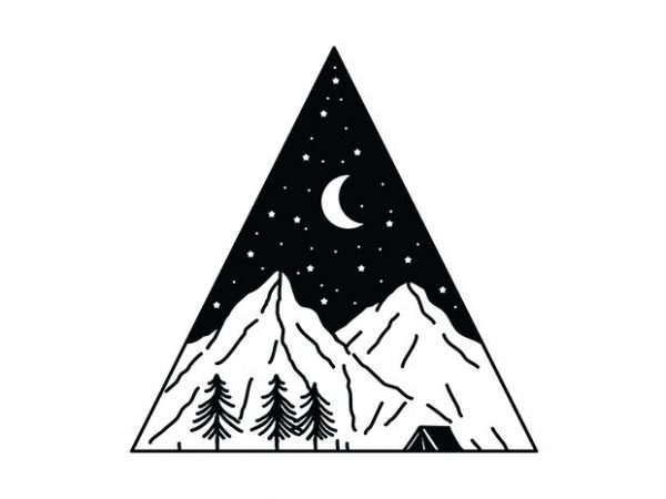 Night camping triangle t shirt design for sale Night camping triangle t shirt design for sale