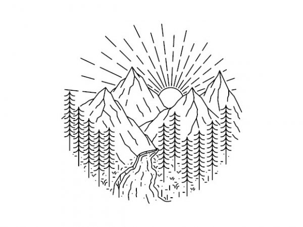 Mountain and river shirt design png
