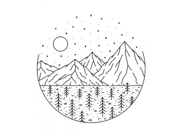 Mountain and trees ready made tshirt design