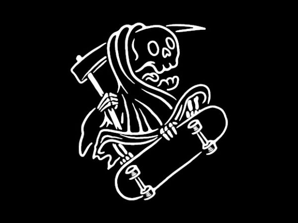 Grim reaper skateboarding graphic t-shirt design