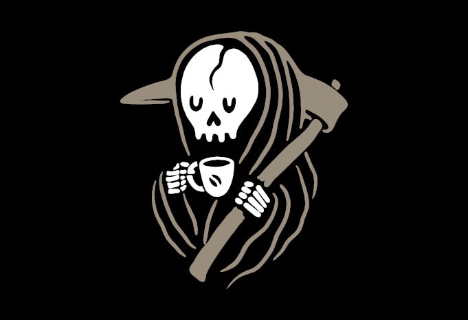Grim Reaper Love Coffee t-shirt design png - Buy t-shirt designs