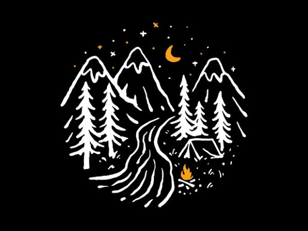Night camping design for t shirt