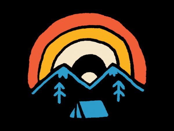 Camp and rainbow t-shirt design for commercial use