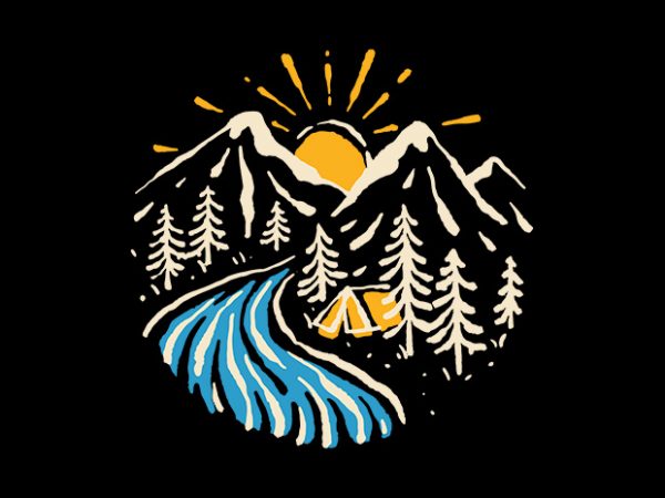 Camp river graphic t-shirt design