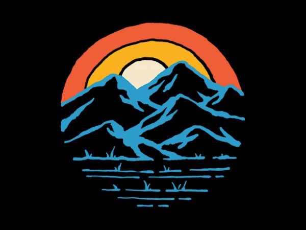 Mountain and rainbow ready made tshirt design