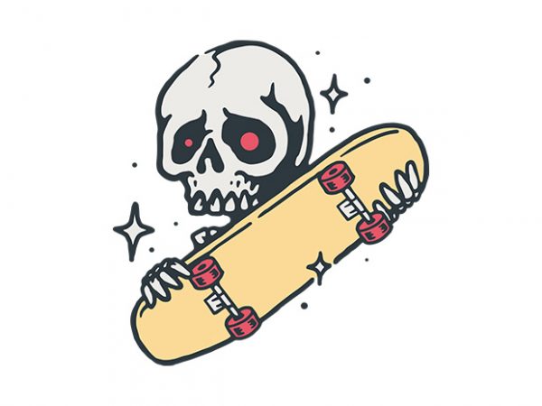 Skull love skateboard commercial use t-shirt design