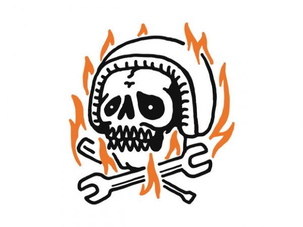 Skull biker fire t-shirt design png